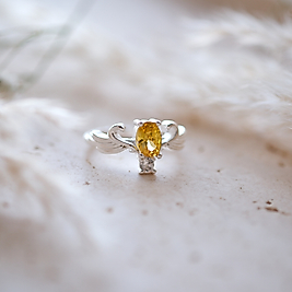 doğal sitrin taşlı özel tasarım yüzük