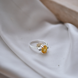 doğal sitrin taşlı özel tasarım yüzük