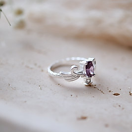 doğal ametist taşlı özel tasarım yüzük