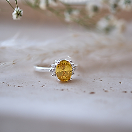 doğal sitrin taşlı özel tasarım yüzük