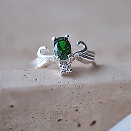 doğal zümrüt taşlı özel tasarım yüzük