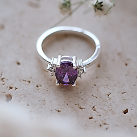 doğal ametist taşlı özel tasarım yüzük
