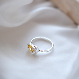 doğal sitrin taşlı özel tasarım yüzük