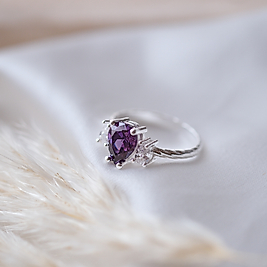 doğal ametist taşlı özel tasarım yüzük