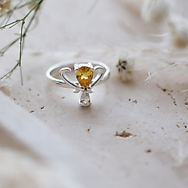 doğal sitrin taşlı özel tasarım yüzük