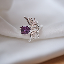 doğal ametist taşlı özel tasarım yüzük