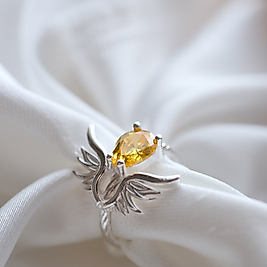 doğal sitrin taşlı özel tasarım yüzük