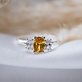 doğal sitrin taşlı özel tasarım yüzük