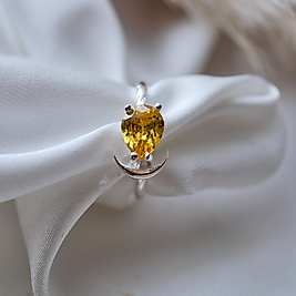 doğal sitrin taşlı özel tasarım yüzük